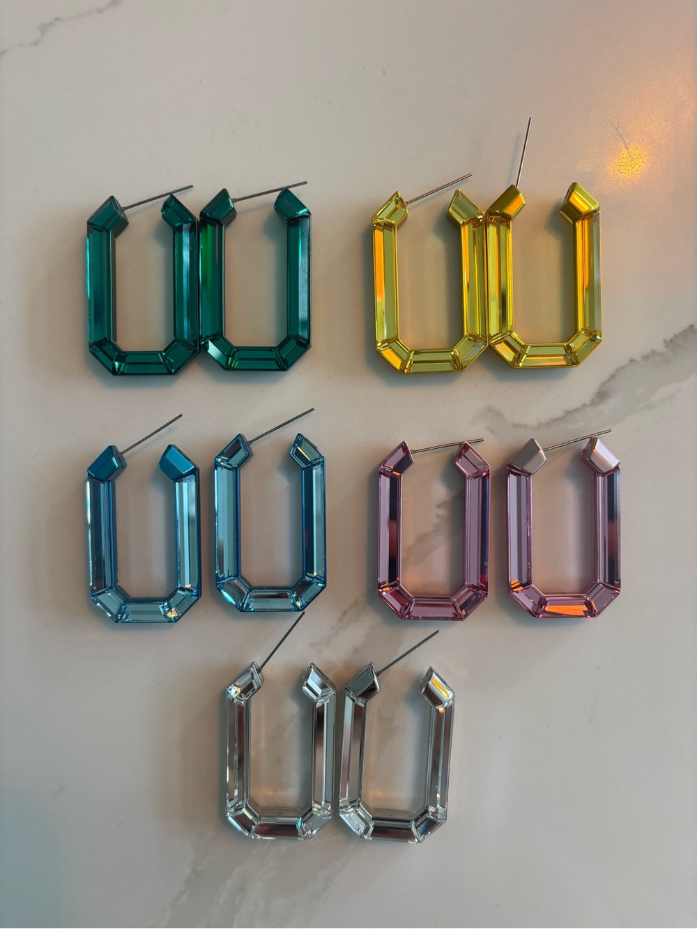 Swarovski Lucent Blue Crystal Hoop Earrings - Picture 9 of 9
